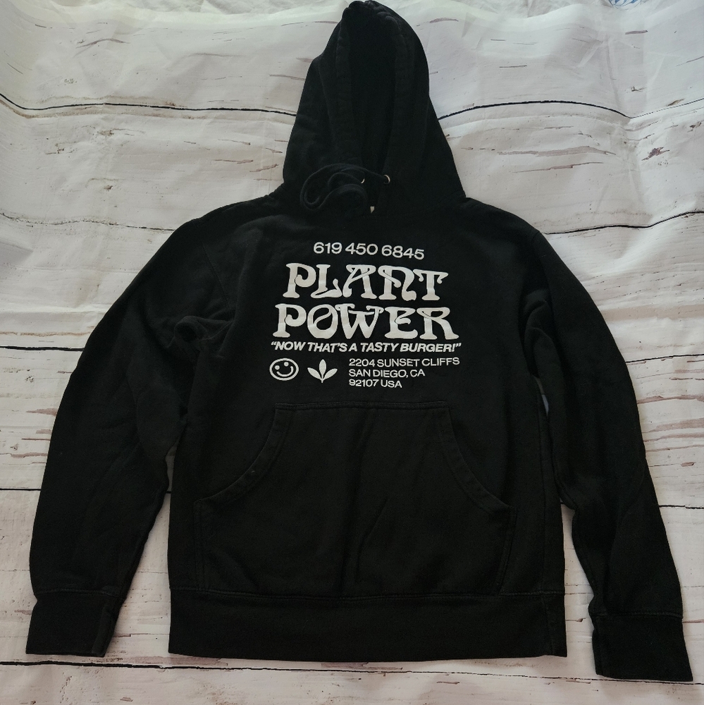 Plant Power Women's Black Hoodie Sweatshirt Size Medium